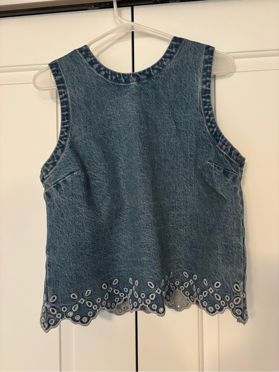 Abercrombie & Fitch Tops - Abercrombie & Fitch Blue Denim Eyelet-Hem Tank